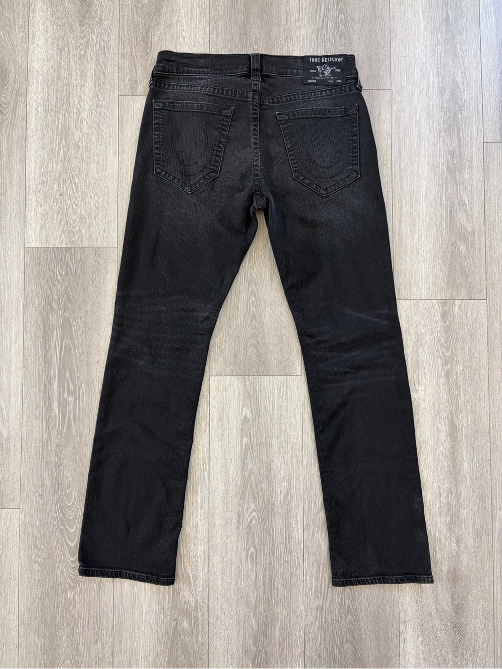 True Religion Ricky Straight Jean Black Denim Relaxed World Tour Mens size 32